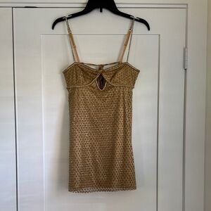 For Love And Lemons Gold Mini Dress
